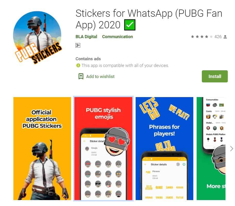 pubg sticker app